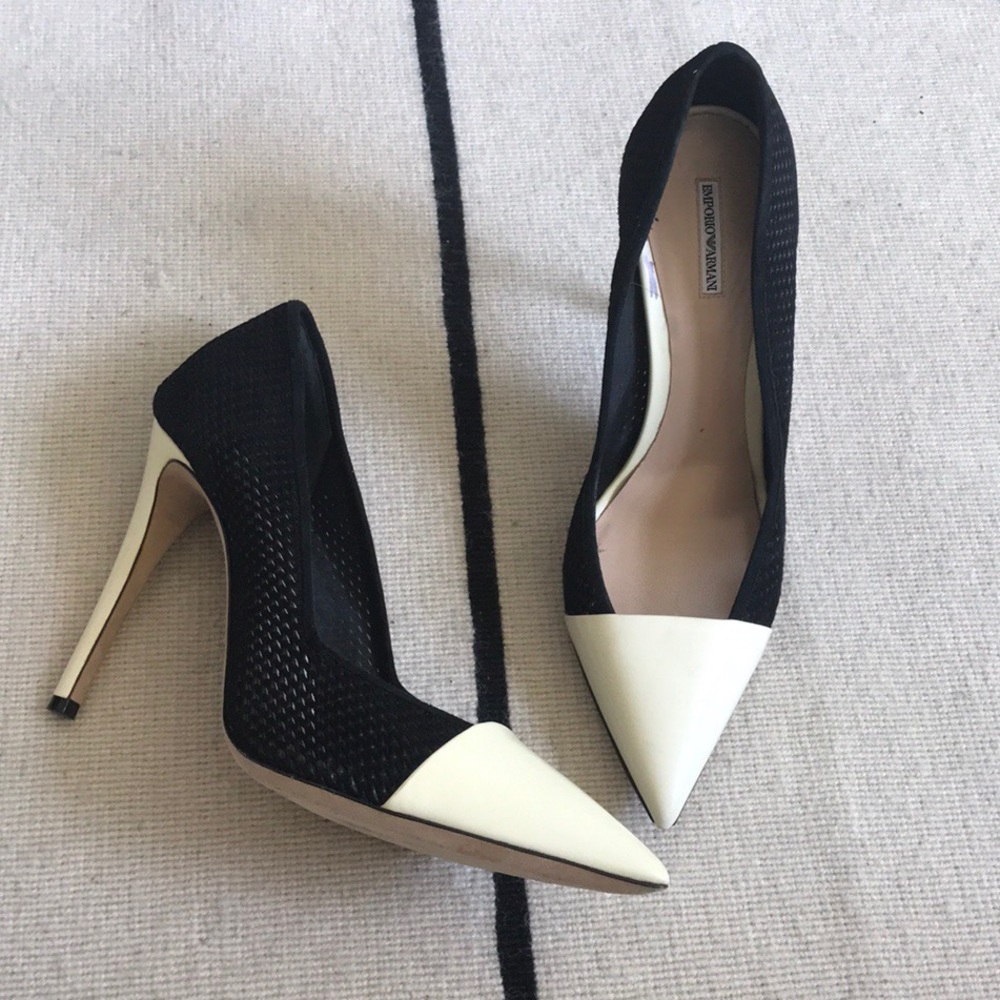 Armani Mesh and Leather Pumps